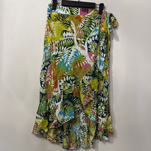 Nicole Miller Tropical Print Midi Wrap Skirt NWT - Picture 1 of 6